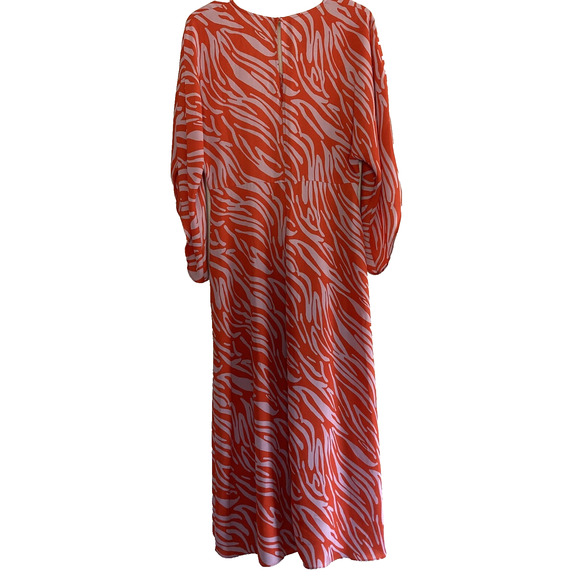 Cabi Saunter Kimono Maxi Dress‎ Sz S High Low Zebra Orange Purple 5795 Faux Wrap - Picture 4 of 16